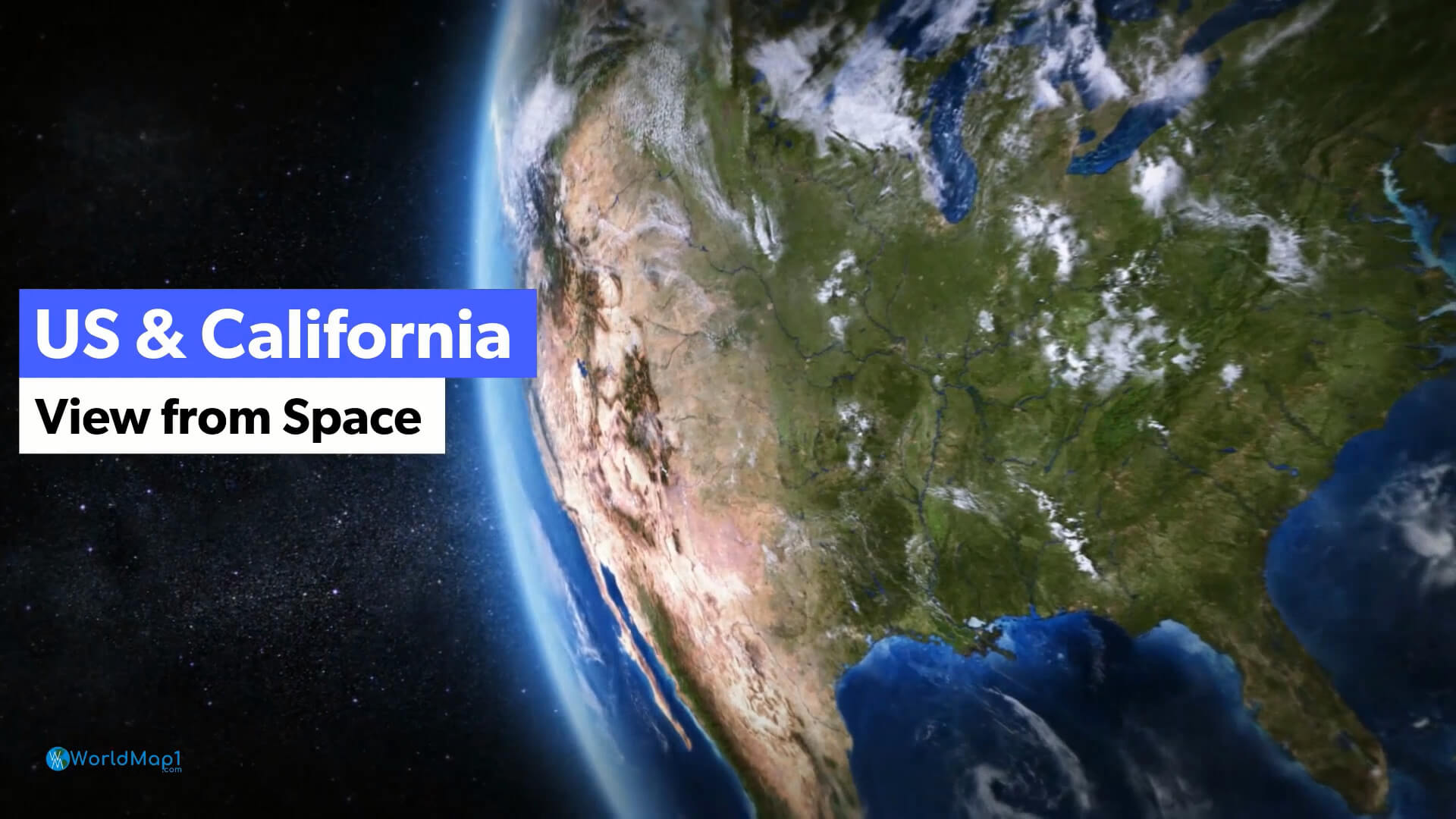 US and California Satellite View from Space